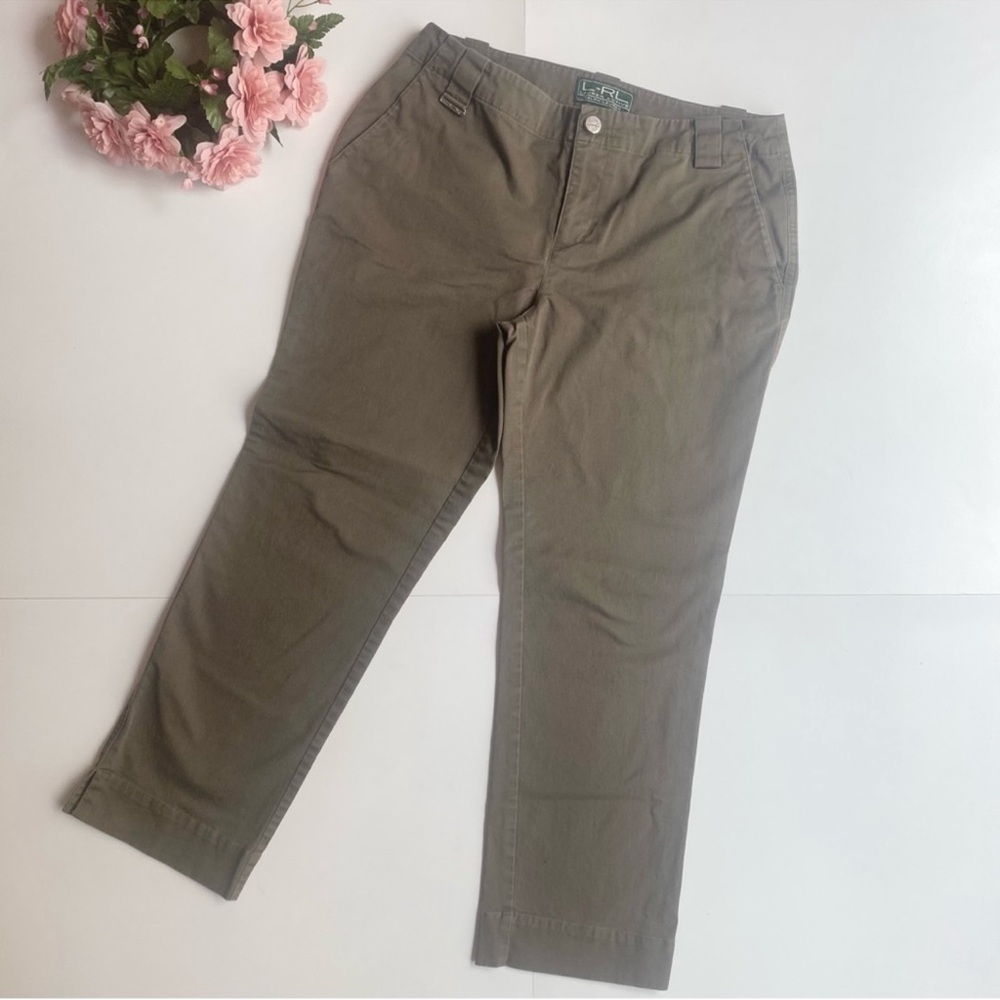 Lauren Ralph Lauren Olive Green Chino Ankle Pants